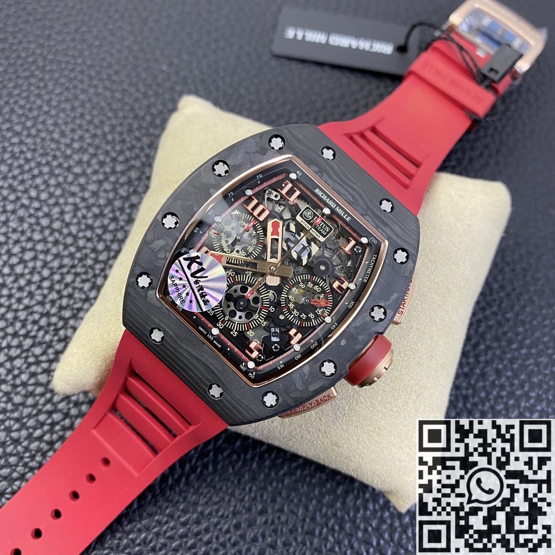 KV Factory Replica Richard Mille Watches RM011 Rubber Strap Watch