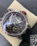 JB Factory Replica Roger Dubuis Excalibur RDDBEX0622 Tourbillon Red Skeleton Dial