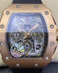 KV Factory Replica Richard Mille RM011 Rose Gold Black Rubber Strap Case