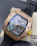 KV Factory Replica Richard Mille RM011 Rose Gold Black Rubber Strap Case