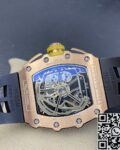 KV Factory Replica Richard Mille RM011 Rose Gold Black Rubber Strap Case