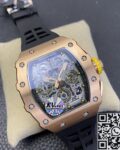 KV Factory Replica Richard Mille RM011 Rose Gold Black Rubber Strap Case