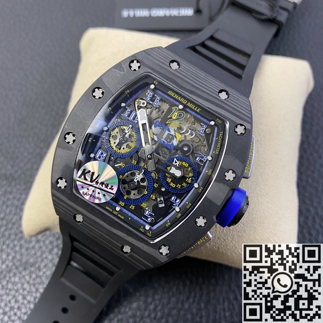 KV Factory Replica Richard Mille RM011 Blue Dial Series Carbon Fiber Watch Case