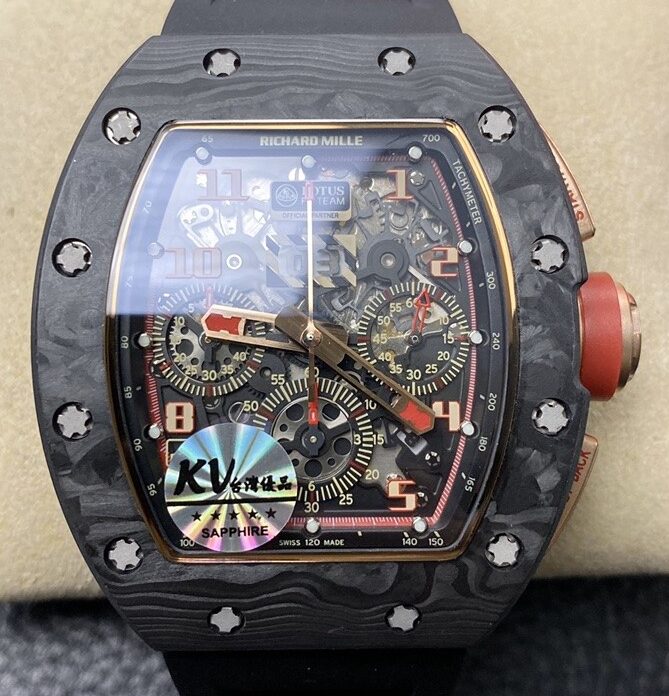 KV Factory Replica Richard Mille RM011 Red Dial Series Carbon Fiber Watch Case