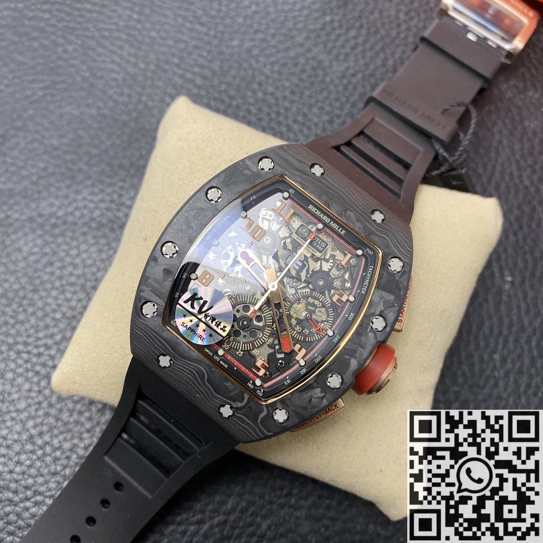 KV Factory Replica Richard Mille RM011 Red Dial Series Carbon Fiber Watch Case