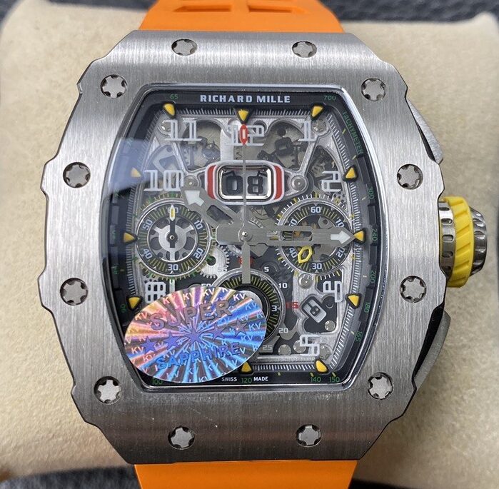 KV Factory Replica Richard Mille RM011 Series Orange Rubber Strap