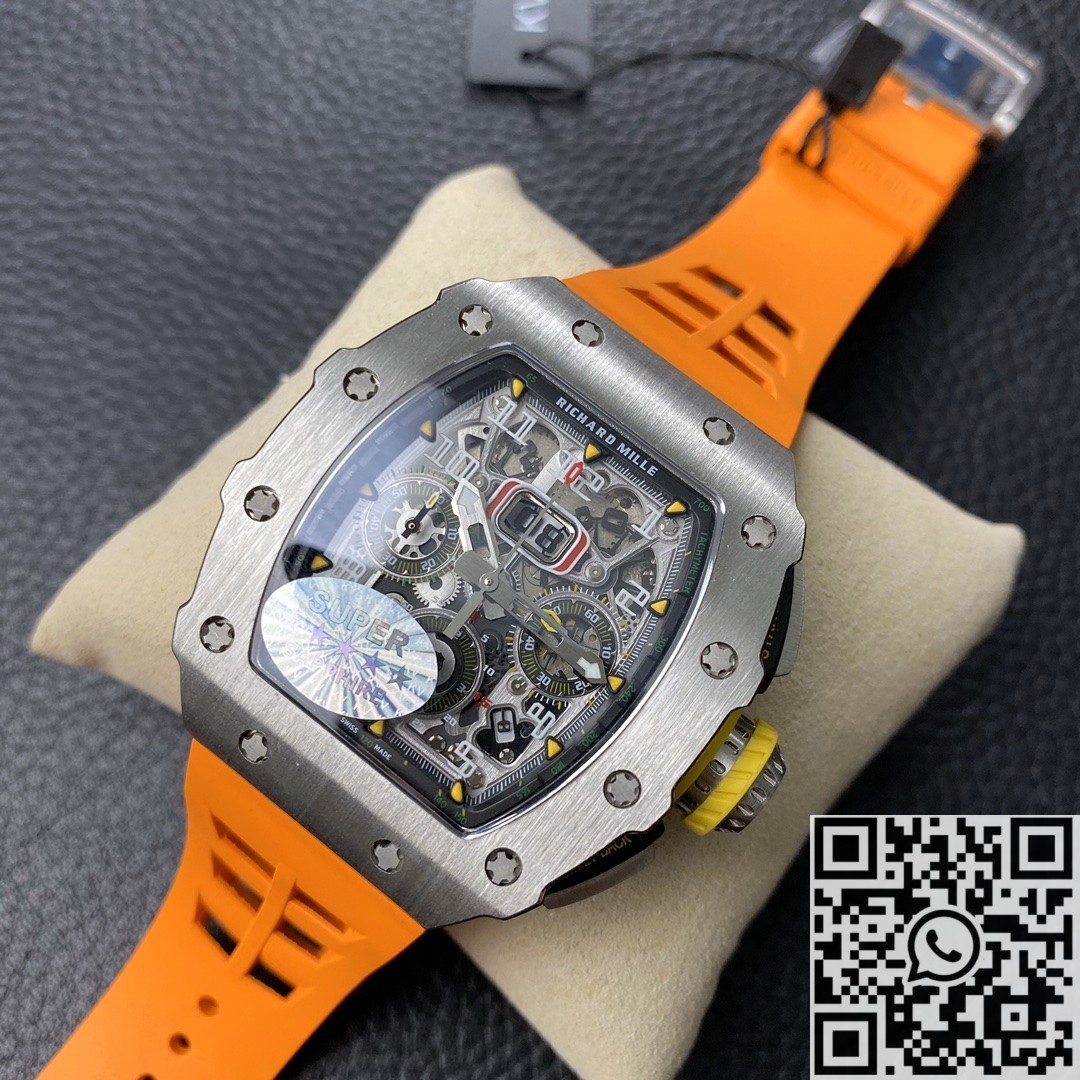 KV Factory Replica Richard Mille RM011 Series Orange Rubber Strap