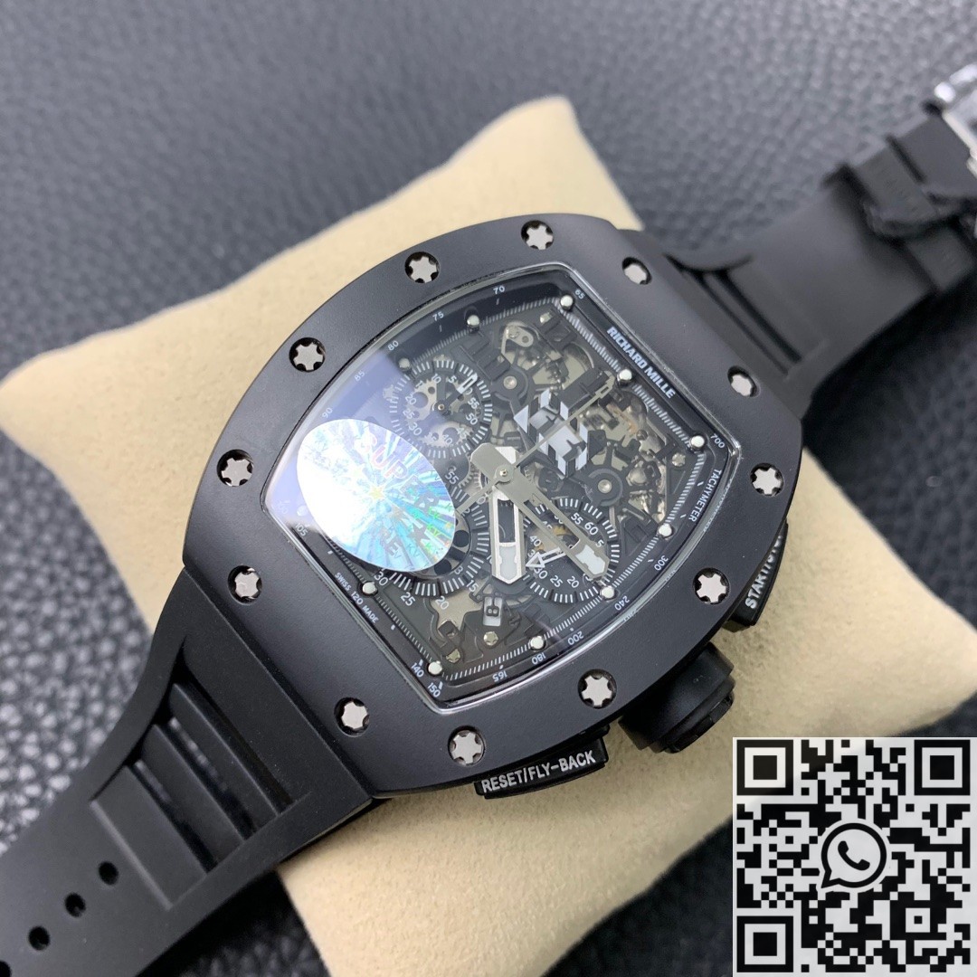 KV Factory Replica Richard Mille RM011 Series Black Ceramic Case