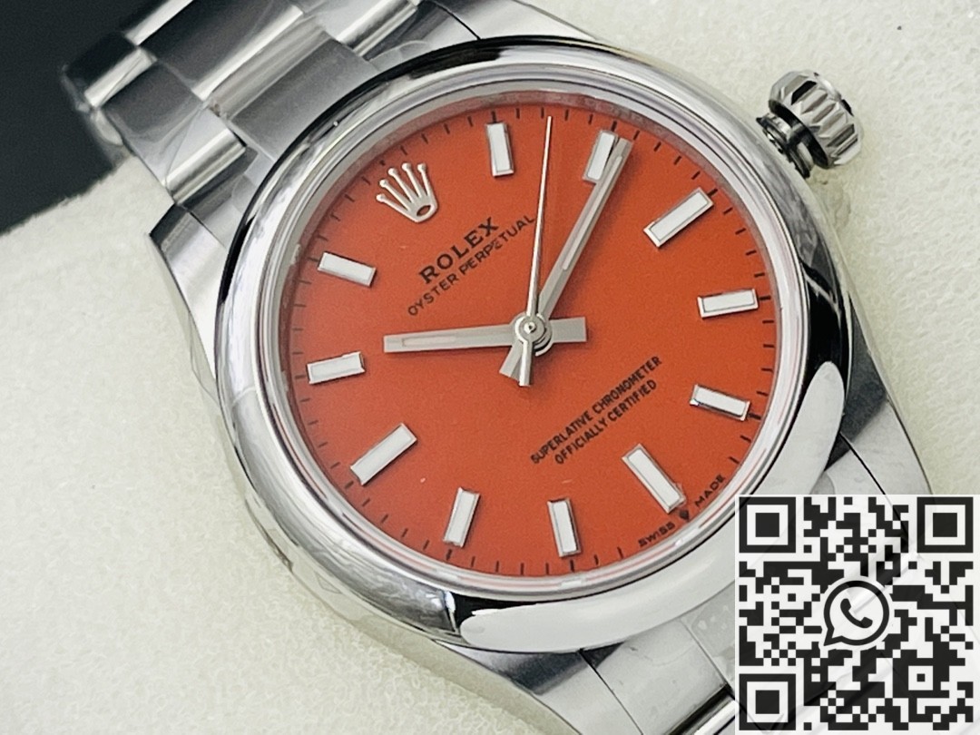 EW Factory Replica Rolex Oyster Perpetual M126000-0007 Coral Red Dial Series 36mm