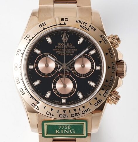 King Factory Replica Rolex Cosmograph Daytona M116505-0015 Black Dial Rose Gold