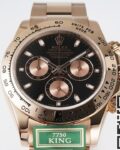 King Factory Replica Rolex Cosmograph Daytona M116505-0015 Black Dial Rose Gold