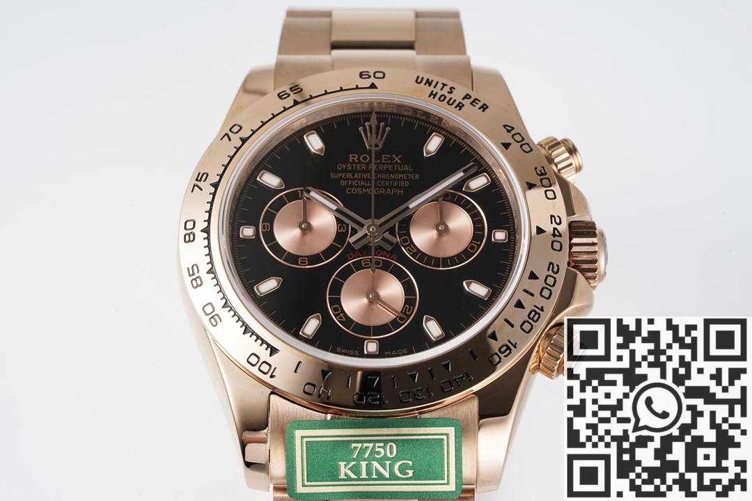 King Factory Replica Rolex Cosmograph Daytona M116505-0015 Black Dial Rose Gold