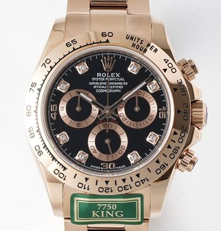 King Factory Replica Rolex Cosmograph Daytona M116505-0015 Black Dial Rose Gold