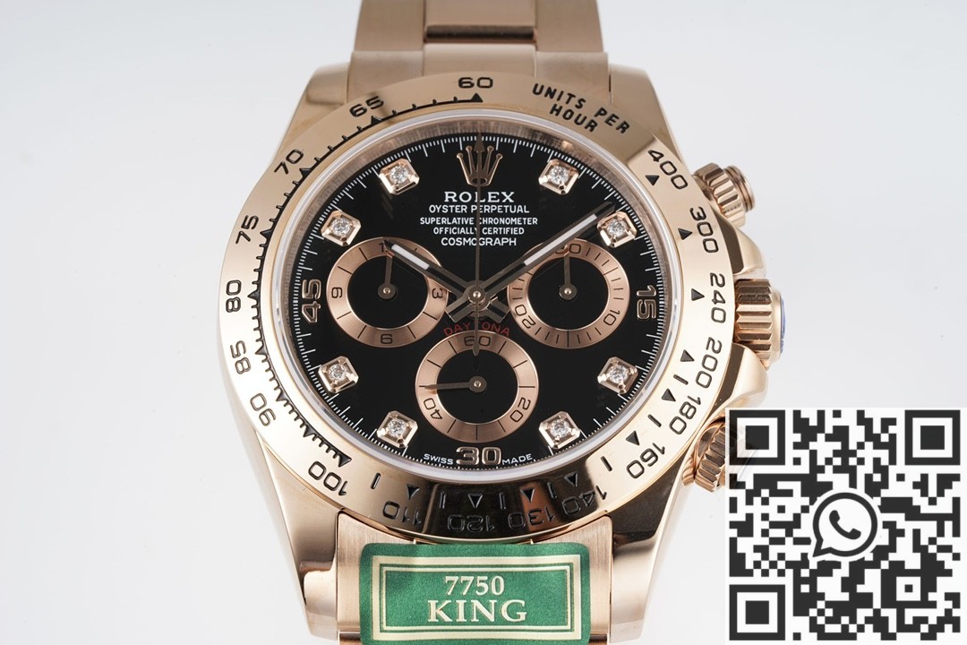 King Factory Replica Rolex Cosmograph Daytona M116505-0015 Black Dial Rose Gold