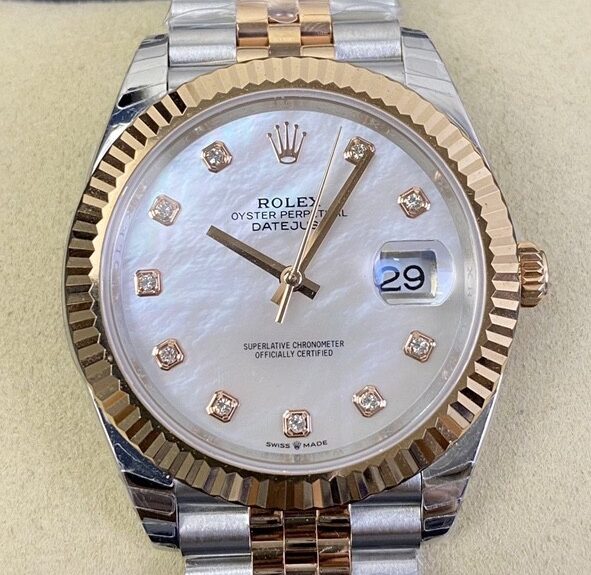 EW Factory Replica Rolex Datejust M126331-0014 White Mother-of-Pearl Diamonds