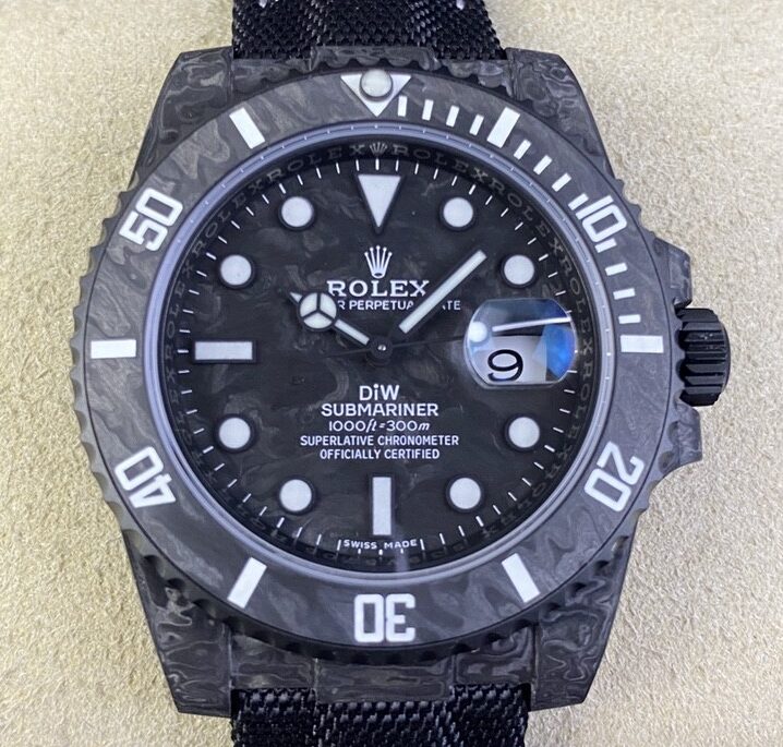 VS factory Custom Rolex Submariner Carbon Fiber Case White Replica Watches