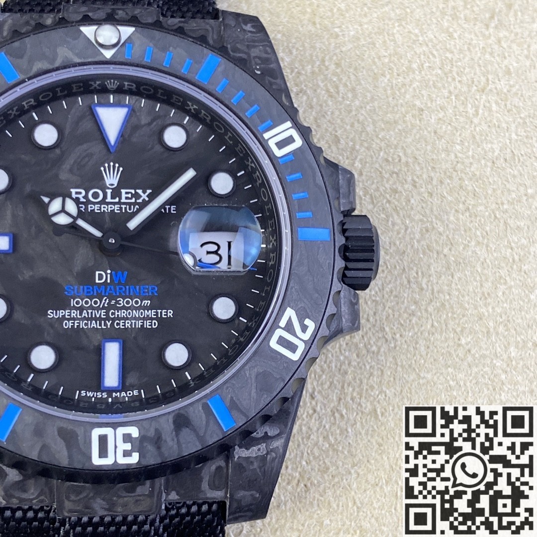 VS factory Custom Rolex Submariner Carbon Fiber Case Blue Replica Watches