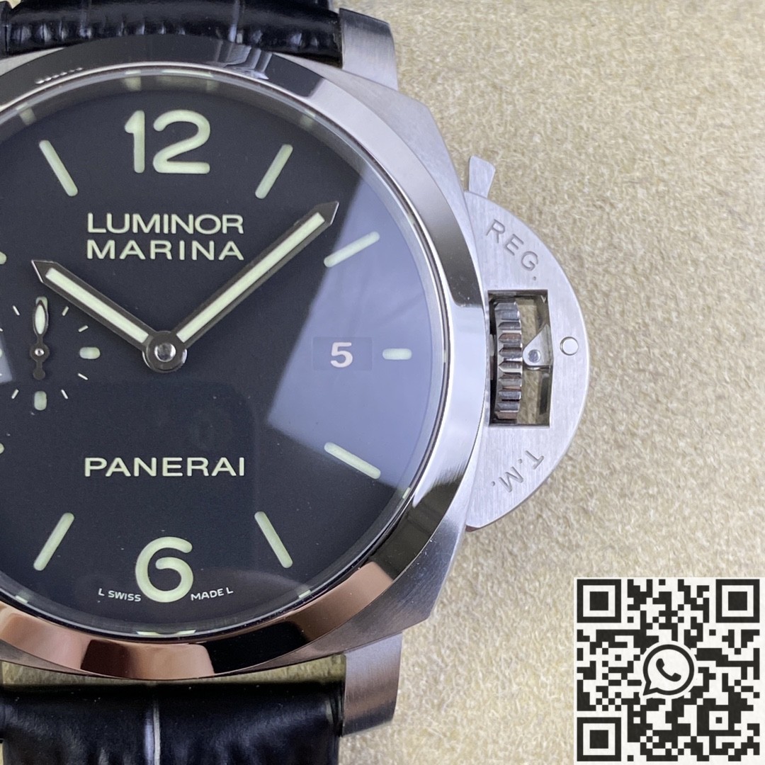 VS Factory Panerai Luminor Replica Watches PAM312 Black Leather Strap