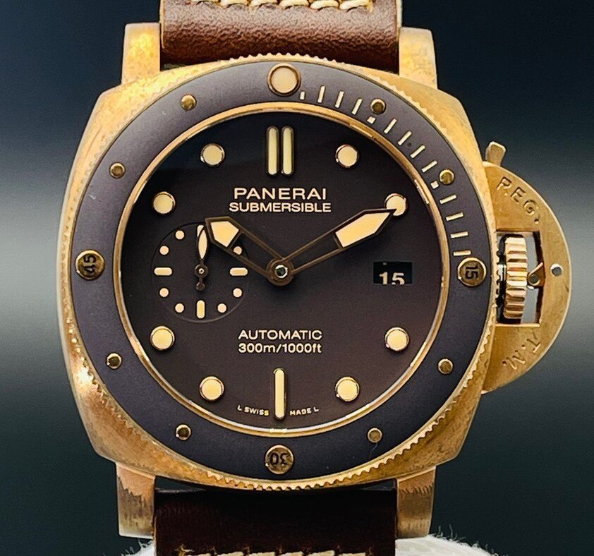 VS Factory Panerai Submersible Replica Watches PAM00968 Bronze Material 47MM