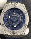 WWF Factory Hublot Big Bang Replica Watches Blue Dial Diamond Set