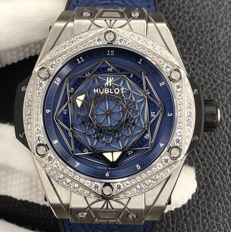 WWF Factory Hublot Big Bang Replica Watches Blue Dial Diamond Set