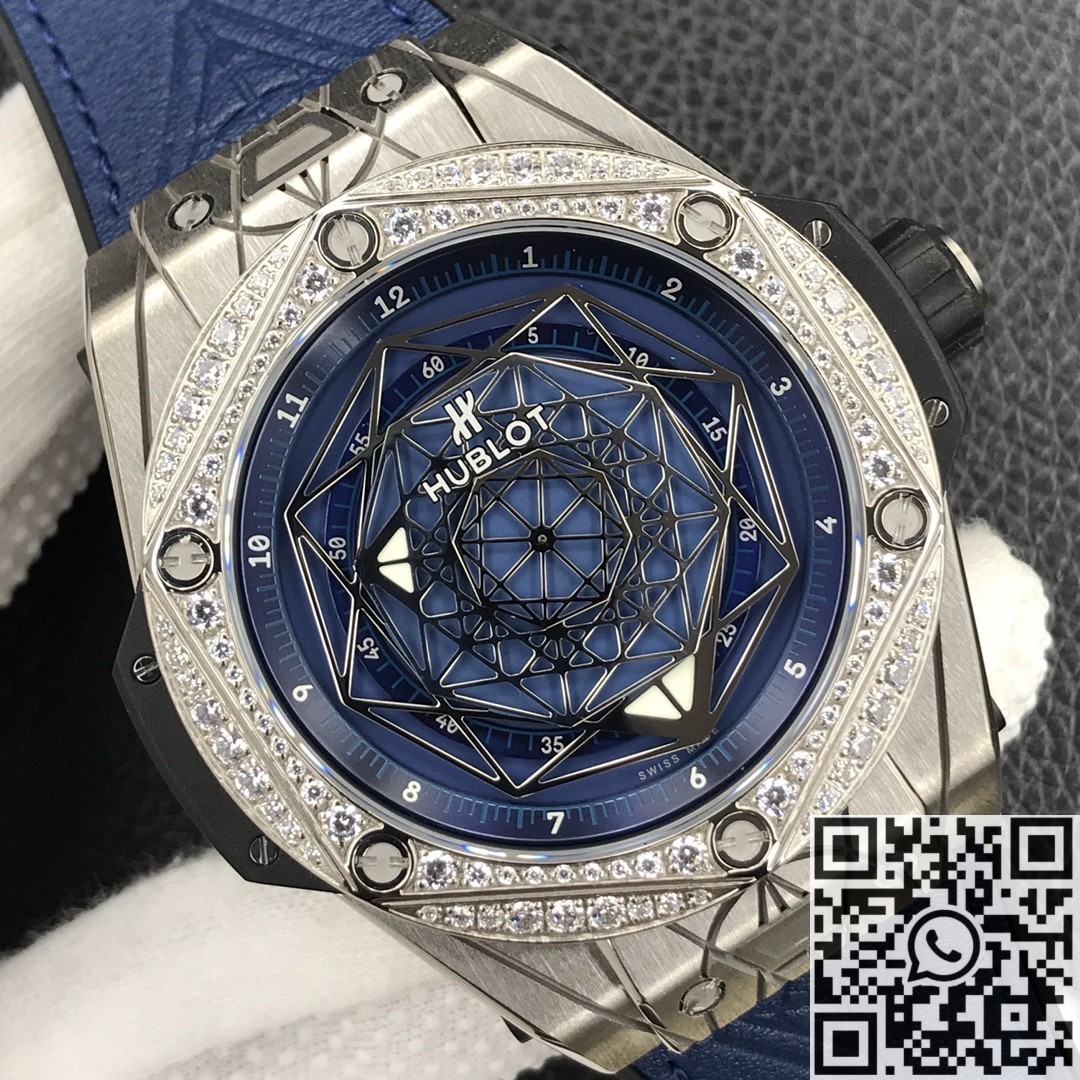 WWF Factory Hublot Big Bang Replica Watches Blue Dial Diamond Set