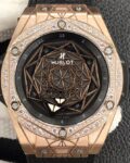 WWF Factory Hublot Big Bang Replica Watches Gold Case Diamonds