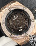 WWF Factory Replica Hublot Big Bang Gold Case Diamonds