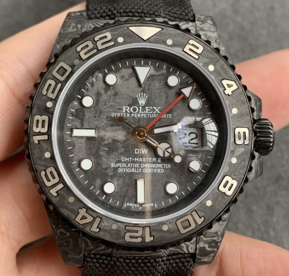 DIW Custom Rolex GMT-Master II Carbon Fiber Case Nylon Strap