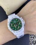 AET Custom Replica Rolex Daytona White Ceramics Green Dial