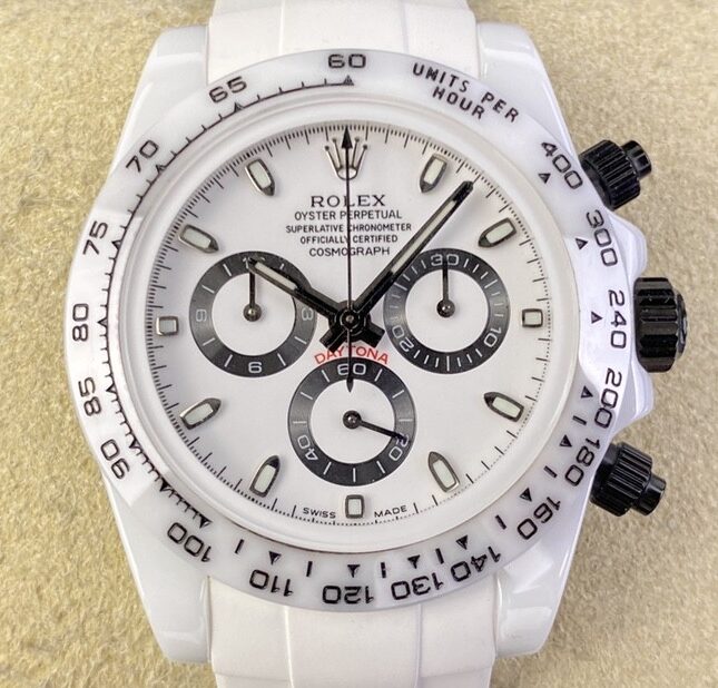 5G Custom Replica Rolex Daytona White Ceramic Rubber Strap