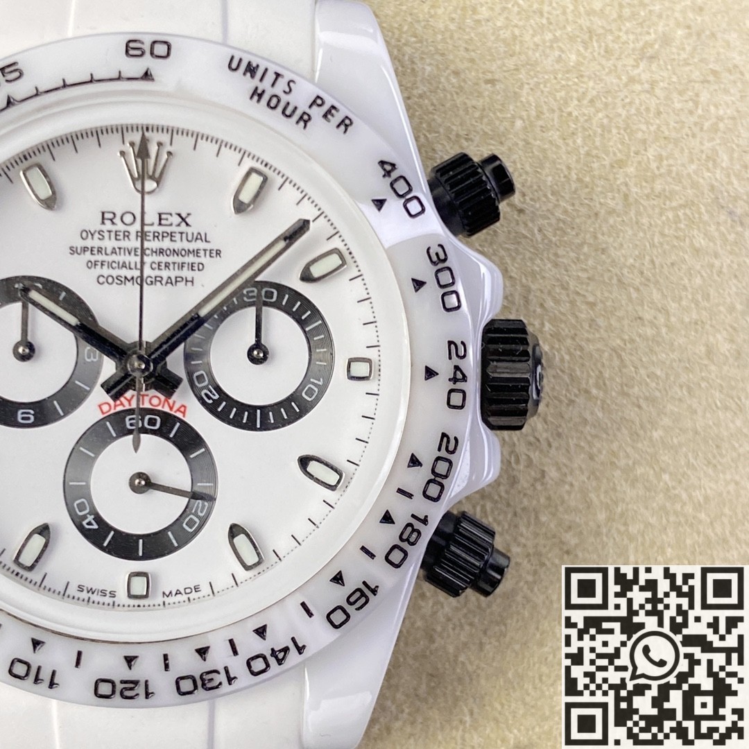 5G Custom Replica Rolex Daytona White Ceramic Rubber Strap