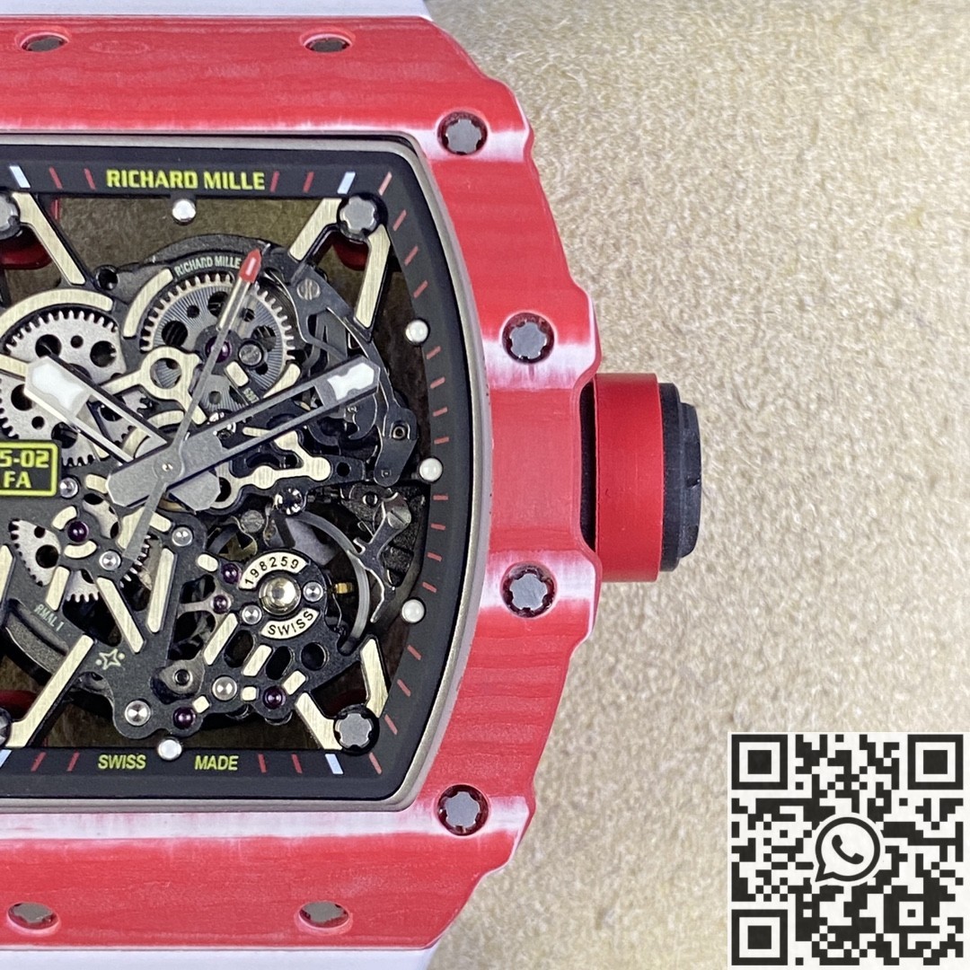 T+ Factory Richard Mille Replica Watches RM35-02 Carbon Fiber Case White Rubber Tapes