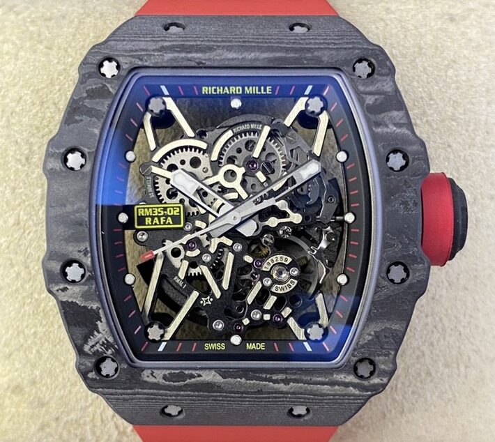 T+ Factory Richard Mille Replica Watches RM35-02 Red Rubber Straps