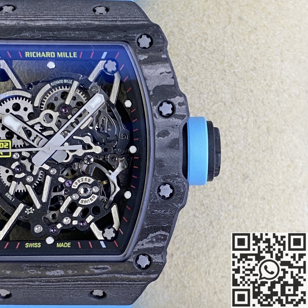 T+ Factory Richard Mille Replica Watches RM35-02 Blue Rubber Straps