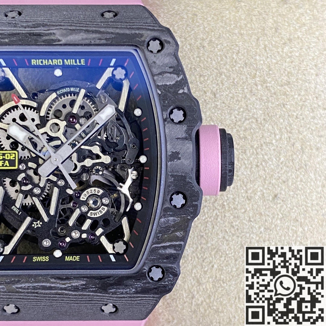 T+ Factory Richard Mille Replica Watches RM35-02 Pink Rubber Strap