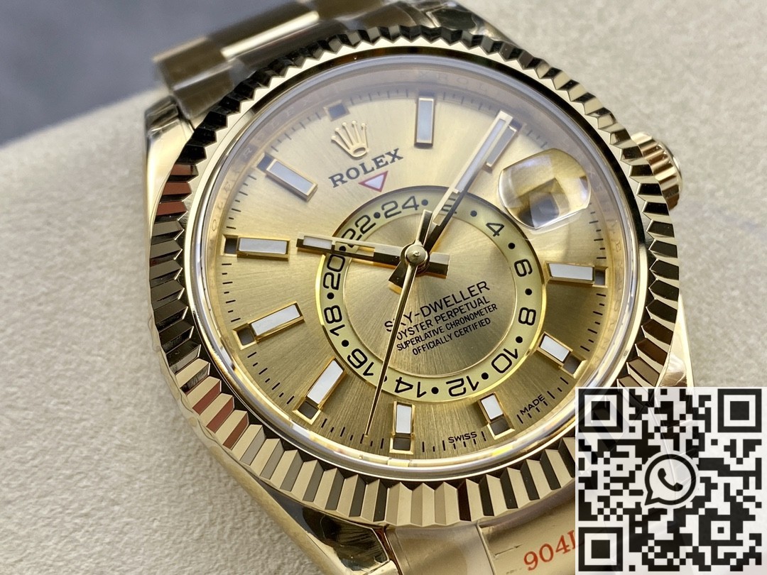 Noob Factory Replica Rolex Sky Dweller M326933-0009 Golden Watch Series