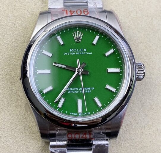 EW Factory Replica Rolex Oyster Perpetual M277200-0006 Green Dial Watch