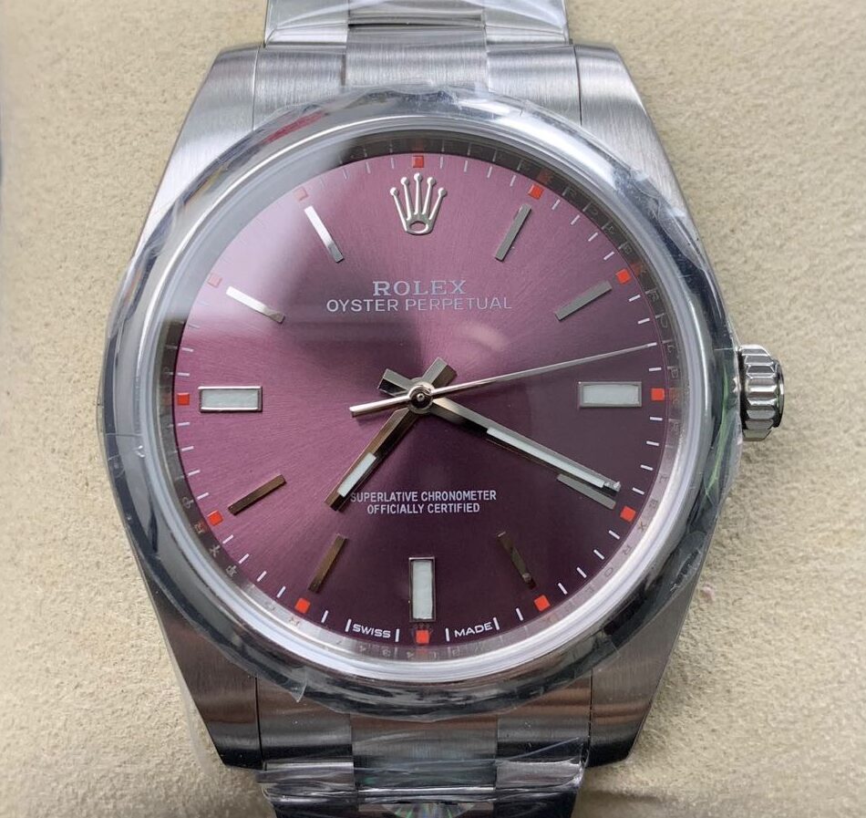 AR Factory Replica Rolex Oyster Perpetual M114300-0002 Red Grape Dial Watches