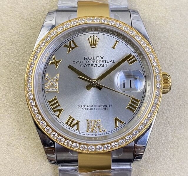 EW Factory Fake Rolexs Datejust M126283RBR-0012 Gold Watch