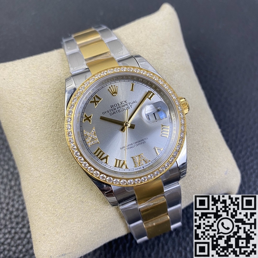 EW Factory Fake Rolexs Datejust M126283RBR-0012 Gold Watch