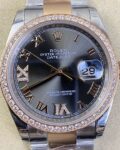 EW Factory Fake Diamond Rolex Watches Datejust M126281RBR-0011 Rose Gold Watch