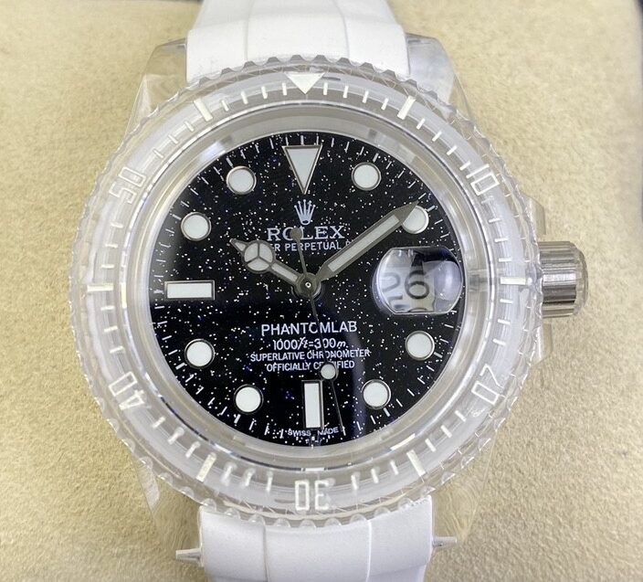 CH Custom Acrylic Clear Rolex Submariner Black Star Dial Watch