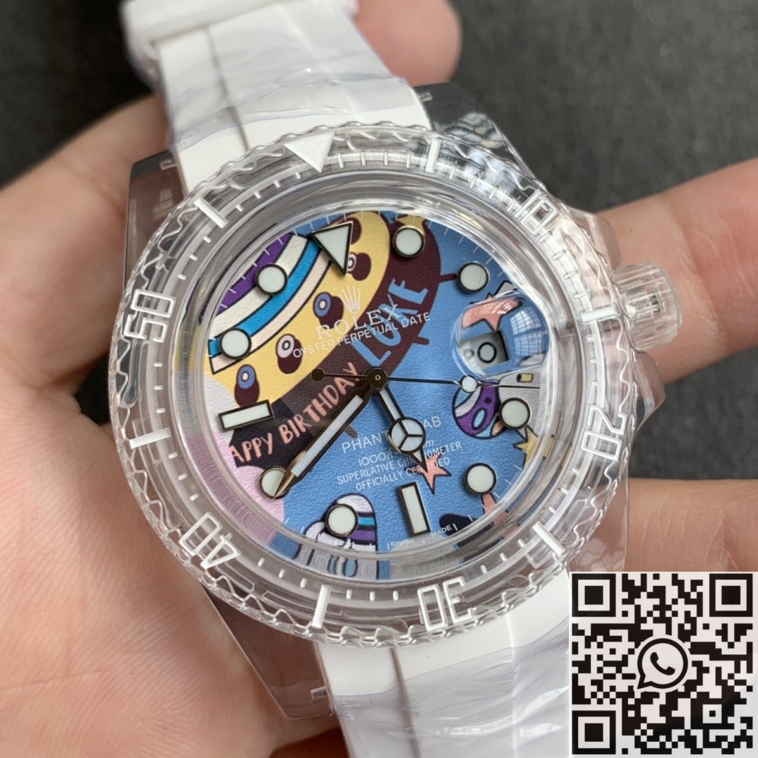 CH Custom Acrylic Clear Rolex Submariner Personalized Graffiti Dial Watch