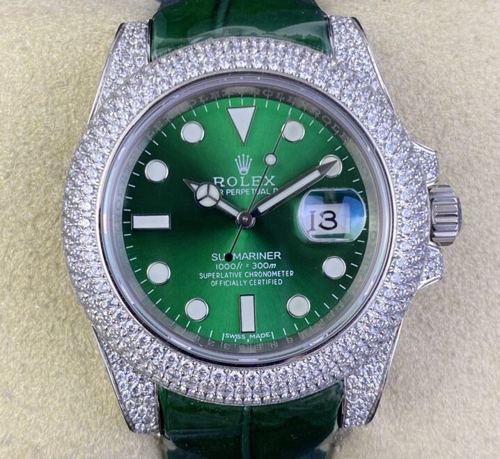 IPK Custom Diamond Set Rolex Submariner Green Dial