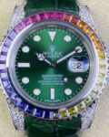 IPK Custom Rolex Submariner Rainbow Diamond Bezel Green Dial