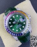 IPK Custom Rolex Submariner Rainbow Diamond Bezel Green Dial