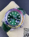 IPK Custom Rolex Submariner Rainbow Diamond Bezel Green Dial