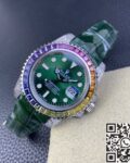 IPK Custom Rolex Submariner Rainbow Diamond Bezel Green Dial