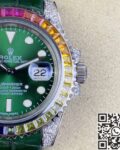 IPK Custom Rolex Submariner Rainbow Diamond Bezel Green Dial